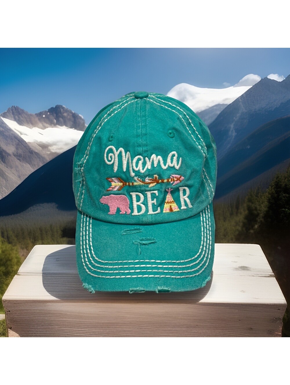 Mama Bear Mom Mother Mum Indian Teepee Bow Arrow Grizzly Baseball Cap
